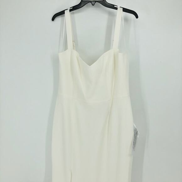 DRESS THE POPULATION Estella Gown XL Off-White Maxi Dress Body-Con Side Slit NWT - Picture 5 of 12